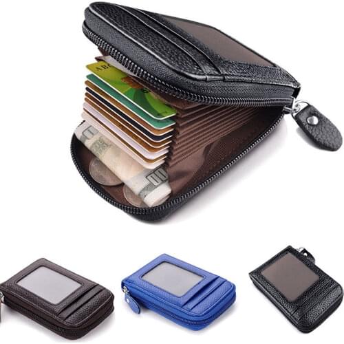 Mens Wallet Leather Credit Card Holder RFID Blocking Zipper Pocket ID Protection Purse New