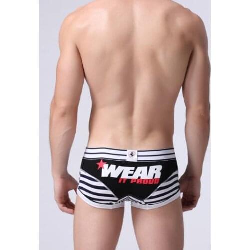 Brand new 2016 Mens Sexy U Convex design Stripe Cotton Underwear shorts men boxers underpants Soft clothes Size S M L