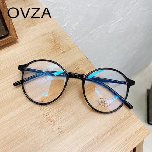 OVZA Retro Blue Blocking Glasses Women Optical Eyeglass Frame TR90 Oval Men Transparent Lens S4098