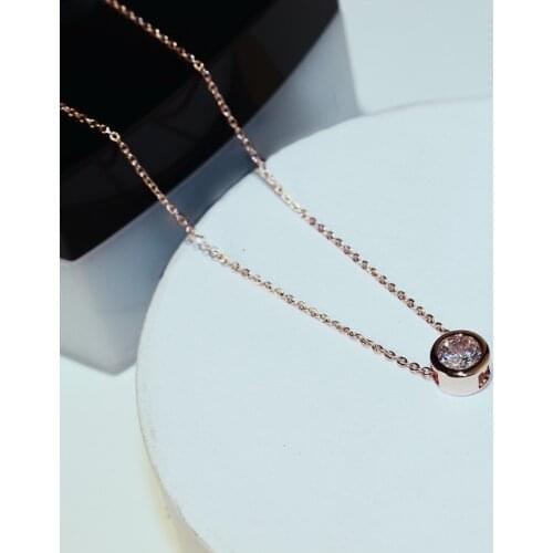 Simple Rose Zircon Choker Necklace Women Bijoux Classic Fashion Jewelry Wholesale Cute Gift