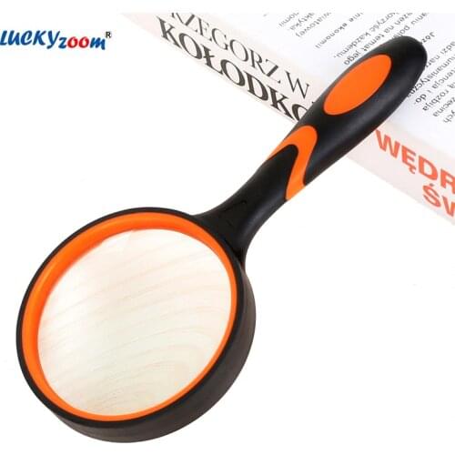 Handheld Dual Color Magnifier Rubber Handle 4X Portable Magnifying Glass Reading Magnifier Light Newpapers Lupa Jewelry Loupe