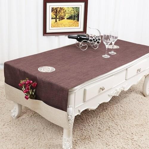 Widen Long Embroidered Cotton Linen Chinese Table Runner with Pocket Dining Table Cover Ethnic Table Cloth Placemat Coffee Pads