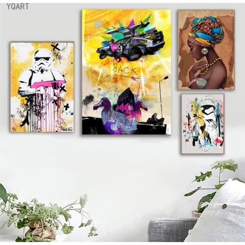Modern Graffiti Artwork Abstract Street Canvas Paintings on The Wall Posters and Prints Picture for Home Room Decor (No Frame)