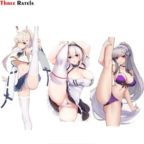 Three Ratels F79 sexy Anime girl azur lane skirt lift stockings thighhighs car body sticker pvc figure decal