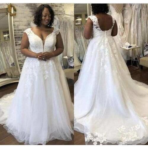 Tulle African A Line Wedding Dresses V Neck Backless Lace Appliques Bridal Gowns Vestido De Novia Beach wedding dress