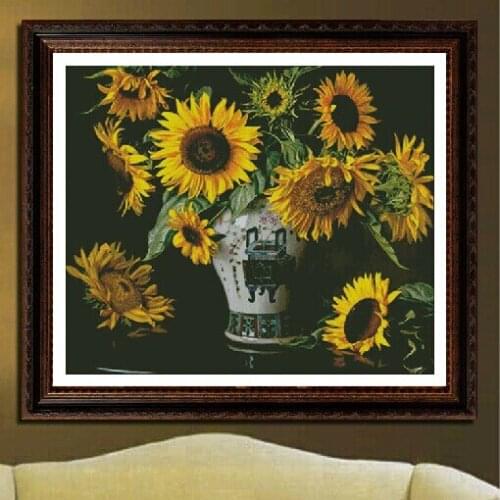 Embroidery Package Best Quality On Sale Cross Stitch Kits Unopen New Luxurious Sunflower Free shipping