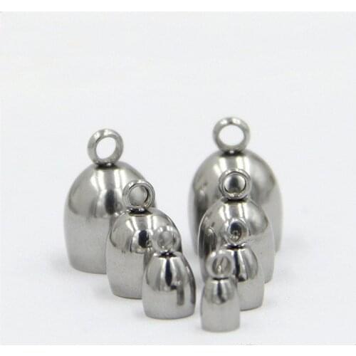 20pcs 3/4/5/6/8mm Stainless Steel End Caps Leather Cord End Clasps Bead For Round Leather Cord Connector DIY Jewelry Findings