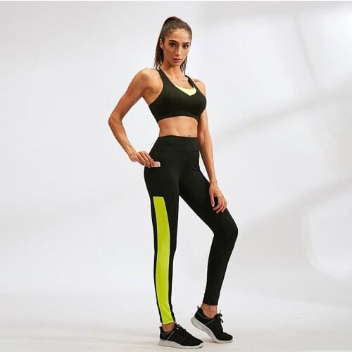 Female Yoga Pants Side Leggings With Pockets Fitness Running Stretch Tights Quick-Drying Wicking Womens Capris Stacked Sweatpant