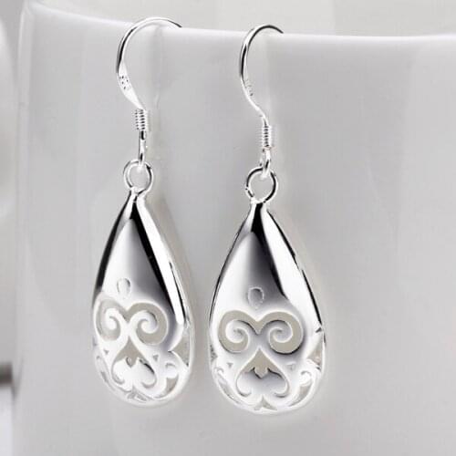 Wedding jewelry silver color women lady models exquisite gorgeous fashion charm hollow earrings wedding jewelry E582