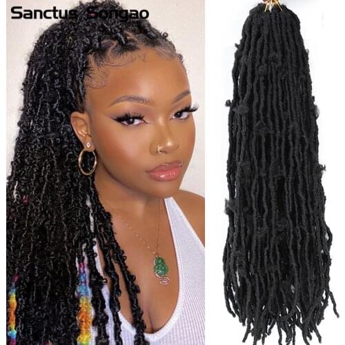 Crochet Braiding Hair Curly Extensions Synthetic Butterfly Locs Hair 18 Inch For Black Women Goddess Faux Locs Sanctus Songao