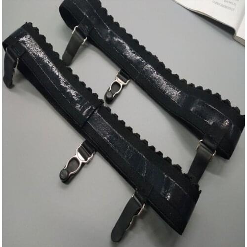 2Pcs/Pair Womens Sexy Elastic Anti Slip Leg Garter Belt Ring Thigh High Stocking Suspenders with 3 Clips Cosplay Costume