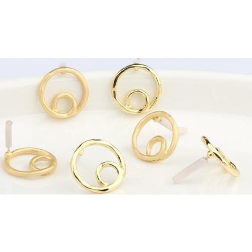Zinc Alloy Golden Hollow Round Circle Base Earrings Connector 18mm 6pcs/lot For DIY Earrings Jewelry Making Accessories