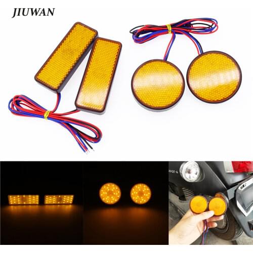 1 Pair 12V Universal Motorcycle Taillights Yellow LED Warning Turn Signals Light Reflector Brake Lamp For Yamaha Honda Peugeot