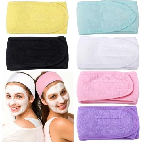 1pcs Eyelash Extension Spa Facial Headband Stretch Towel with Magic Tape Wash Face/Spa/Eye Lash Soft Hair Band Makeup Tools