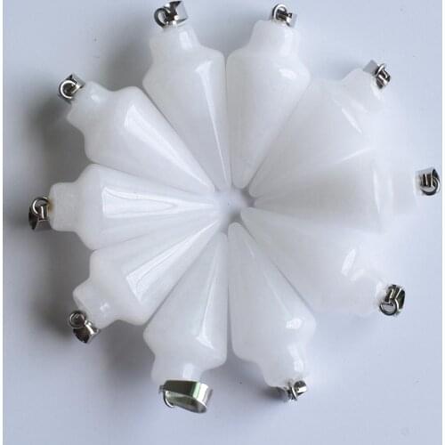Fashion hot selling Natural White marble pendulum circular Cone charms Pendants for jewelry making 10pcs/lot wholesale free