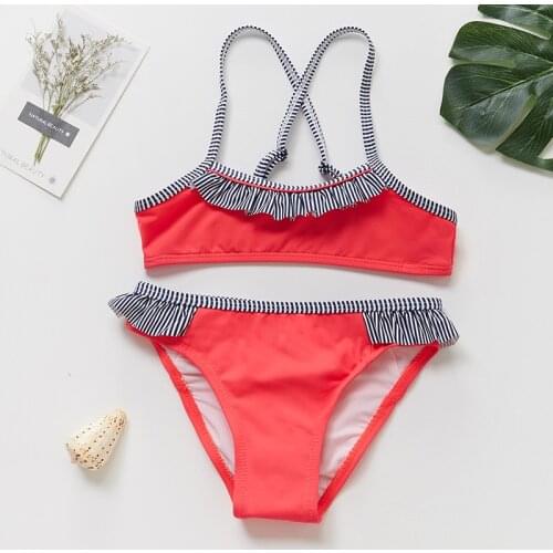 2019 Girls Swimsuit Two Piece Childrens Swimwear 2~14Year Girls Swimwear Two Pieces Kids Bathing Suit Biquini Infantil-ST139