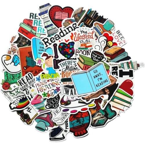 TD ZW 50Pcs Cartoon Reading Sticker For Suitcase Skateboard Laptop Luggage Fridge Phone Car Styling DIY Decal Sticker