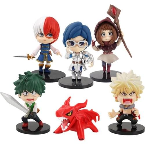 6pcs/lot My Hero Academia Figures Tenya Todoroki Bakugou Midoriya Izuku Anime Q Ver. PVC Model Toys Dolls