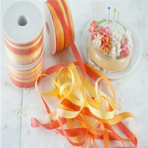 7mm Anya ribbon AY-D029 soft variegated 100% silk embroidery ribbon thin taffeta high quality silk ribbon Handcraft