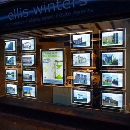 A4 16 Pieces LED Window Light Pocket Light Panel Estate Agent Display Kit Two Sides