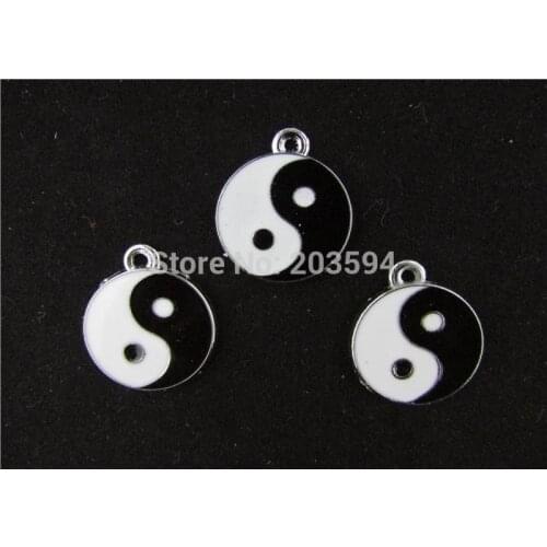 AE199 100Pcs Mixed Enamel Taiji Eight Diagrams Charms Pendants Pet Charm for Necklace yin yang Charm