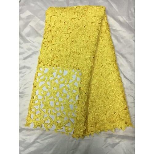 African Lace Hot Sell Mesh New Arrival Plain yellow Color african cord Lace /guipure lace Fabrics High Quality