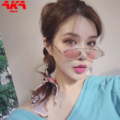 AKAgafas 2021 Personality Mirror Sun Glasses Women Metal Brand Designer Small Oval Female Sunglasses Retro Oculos De Sol Gafas