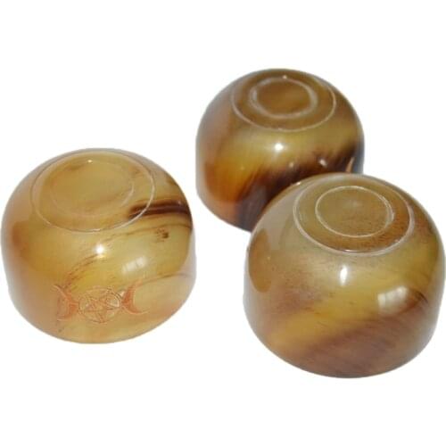 Altar Bowl Ox Horn Cup with Triple Moon Divination Ritual Tableware Astrology Wicca Astrological Tool Witchcraft Prop Supplies