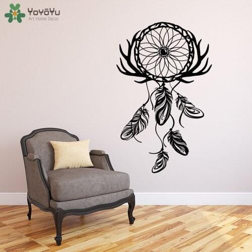 Bohemian Style Dream Catcher Wall Decal Livingroom Hippie Home Decoration Accessories Vinyl Wall Stickers Art Mural Decor SY357