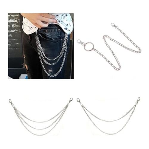 Belt Chain 1Layer/2Layer/3Layer Rock Punk Hook Trousers Pant Waist Link Metal Wallet Chain Fashion Men Jewelry
