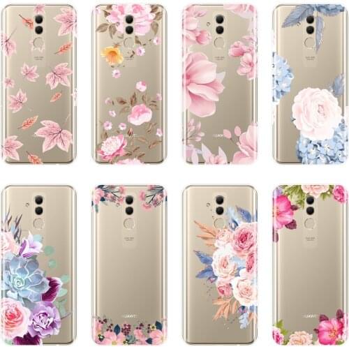 Rose Flower Pink Floral Leaf Case For Huawei Mate 20 10 9 Lite Soft Silicone Back Cover For Huawei Mate 7 8 9 10 Pro Phone Case