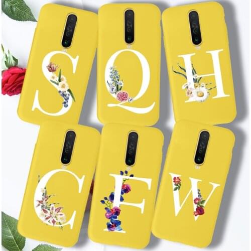 Custom Alphabet Letter Case For Xiaomi Redmi 9A 8A 8 A 9 9C K30 K20 Pro Mi 9T A3 CC9E Case Cover on Redmi9A Silicone TPU Yellow