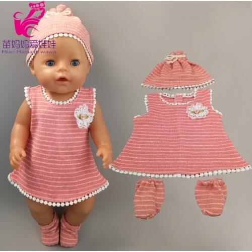 Baby doll clothes wool skirt + hat suitable for 17 inch doll toys clothes children girl new year gift