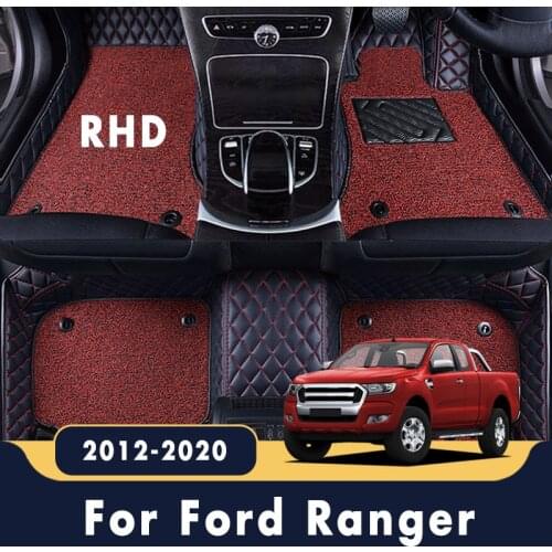 RHD Luxury Double Layer Wire Loop Car Floor Mats For Ford Ranger 2020 2019 2018 2017 2016 2015 2014 2013 2012 Interior Carpets