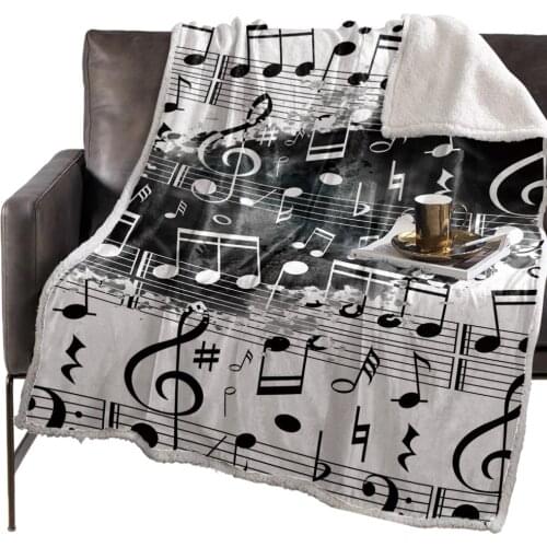 Note Music Black WhiteWatercolor Splash Blanket Floral Fleece Blanket for Kids Girl Couch Soft Plush Bedspreads Quilt Drop Ship