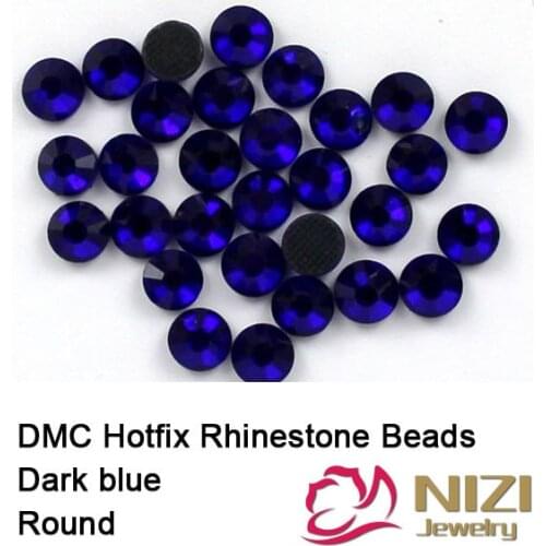 Strass Crystal And Stones For Garments Accessories DMC Dark Blue Hotfix Rhinestones Round Glass Flatback Diamonds DIY Decoration