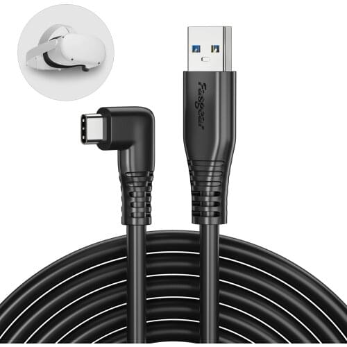 Fasgear USB C Cable 90 Degree 5Gbps 3A Fast Charging Cord For Oculus Quest Link 2 For VR PC Gaming Type C Cord