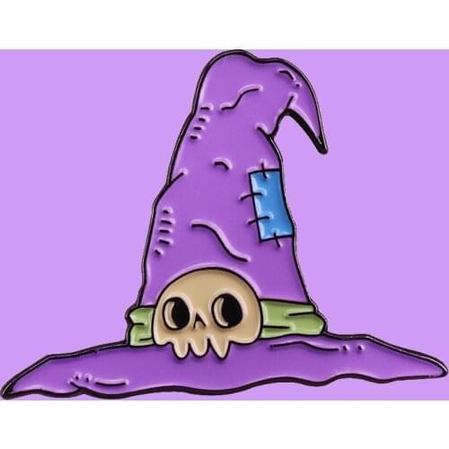 Kawaii Magic Sorting Hat Skull Witch Brooch Pins Enamel Metal Badges Lapel Pin Brooches Jackets Fashion Jewelry Accessories