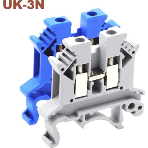 20/50/100pcs Din rail mount screw terminal blocks Bornier UK3N electrical wire cable terminals block morsettiera connector 14awg