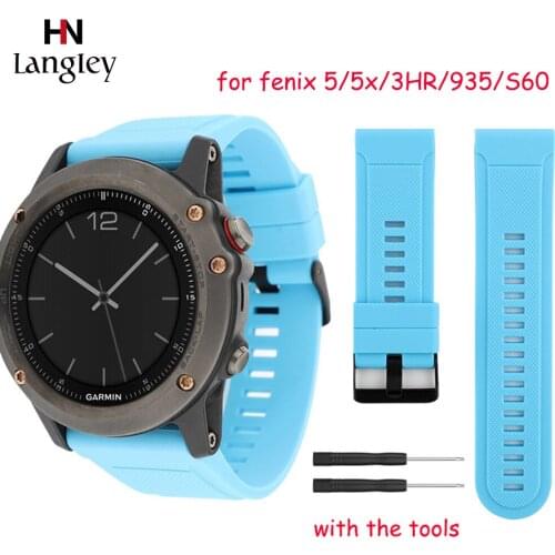 Colorful Silicone Watchband For Garmin fenix5 5S 5X 3/3HR 935 /S60 Straps With Tools 20mm/22mm/26mm Wristwatch Straps Wholesale