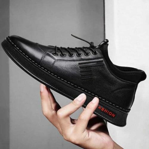 2020 artificial Leather Men Casual Shoes Male Spring Men Casual Light Shoes Sneakers Lace-up Flats Breathable Outdoors NanX304