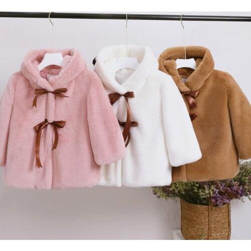 Faux Fur Jackets Imitation rabbit fur coat children warm Hooded outerwear for girl Kids winter jackets for boys Y2592