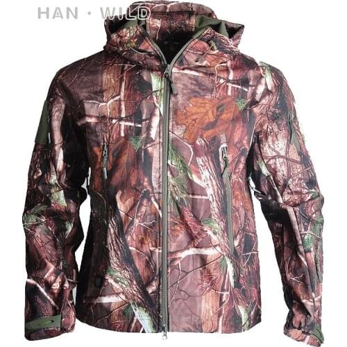 Shark Skin Soft Shell Military Tactical Jacket Waterproof Windproof Camouflage Army Hooded Clothing for Men Camping Hiking