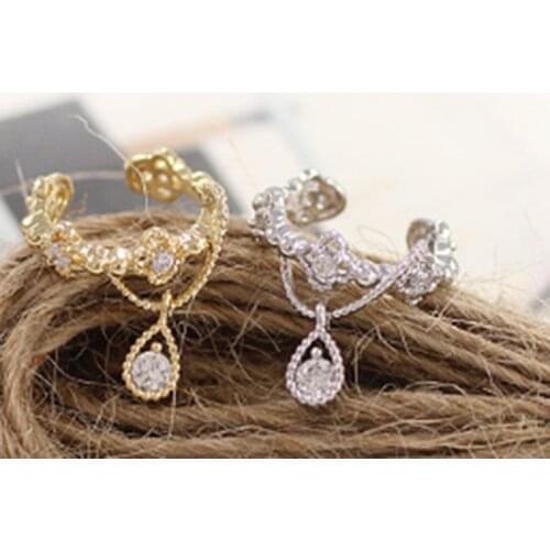 Cute without Pierced Ear Bone Folder Punk Fashion Ear Cuff Wrap Rhinestone Cartilage Clip on Earring Non Piercing Jewelry Women