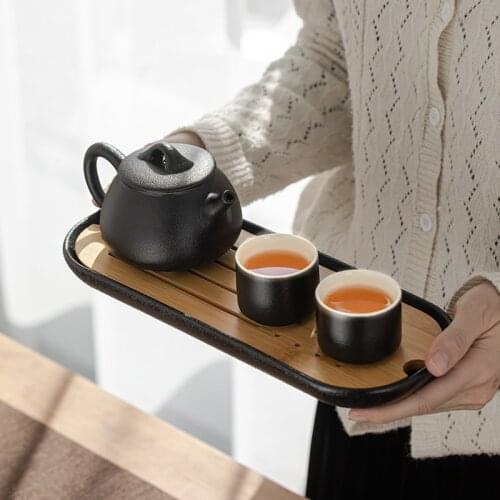 Minimalist Japanese Tea Set Kung Fu Retro Tea Cup Coarse Potter Office Tea Set Luxury Vintage Tetera Japonesa Teaware EF60CJ