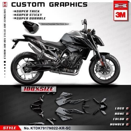 KUNGFU GRAPHICS Black Gray Sticker Kit for 790 2017 2018 2019 2020 with Seat Cowl Decals Style No. KTDK7917N022-KR-SC