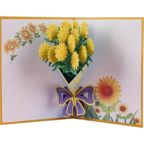Happy Birthday Gift Three-dimensional Prop Creative Ornament Thanksgiving Flowers Greeting Card UP Decorating Gift 3D