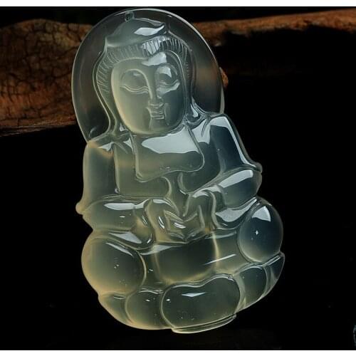 Natural ice species Guanyin jade pendant man