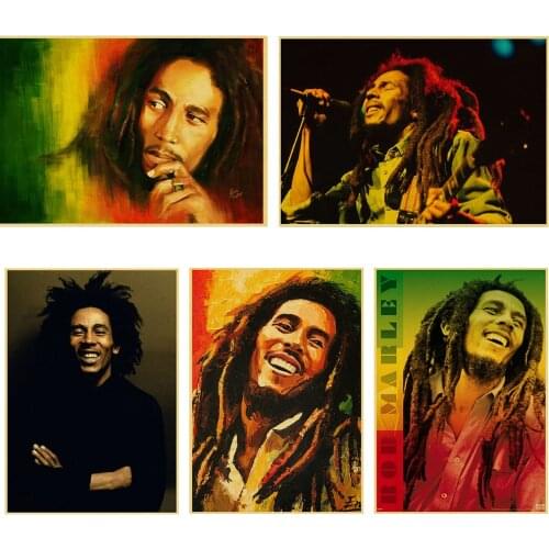 Retro poster Bob Marley retro nostalgic old reggae rock poster Kraft music painting retro poster home wall decoration bar