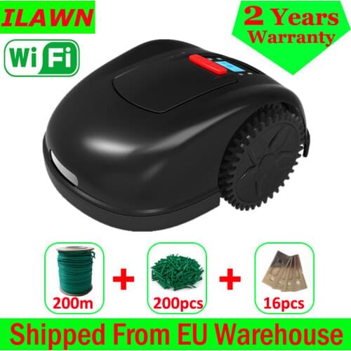 WIFI APP Control Gyroscope Navigation Robot Grass Cutter Machine E1600 With 200m wire+200pcs pegs+16pcs Blade